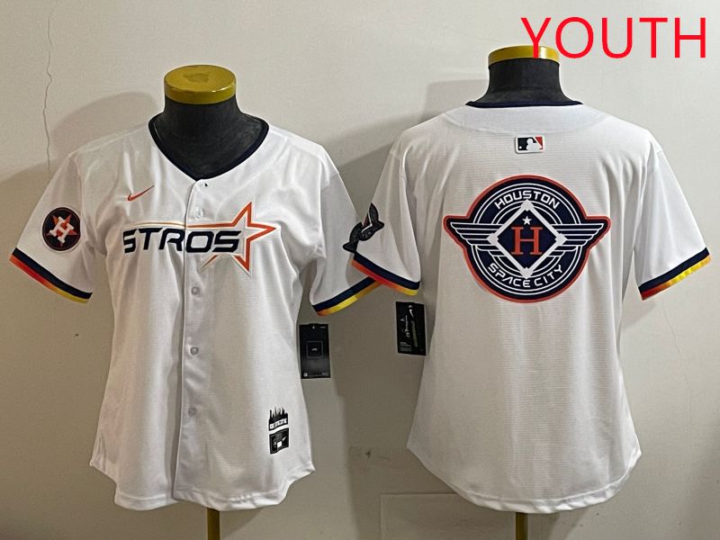 Youth Houston Astros Blank White three generations Joint Name Nike 2025 MLB Jersey style 28->youth mlb jersey->Youth Jersey